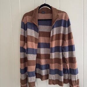 Vintage 2005 GAP men's‎ striped full zip sweater cotton knit Y2K preppy Large